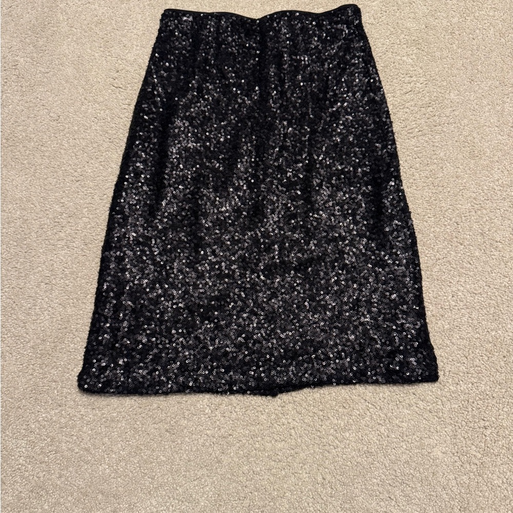 Ann Taylor Black Sequin Pencil Skirt